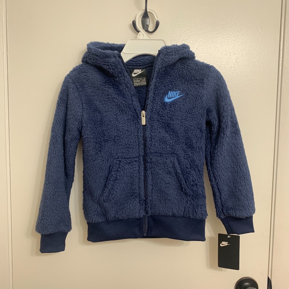 Nike Blue Zip Up Sherpa Jacket Size 5T NEW